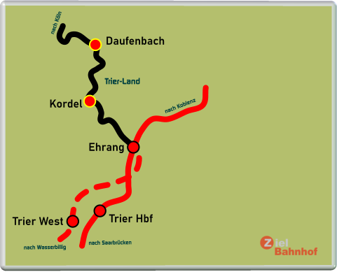 Daufenbach Kordel Ehrang Trier West Trier Hbf Trier-Land nach Koblenz nach Köln nach Saarbrücken nach Wasserbillig