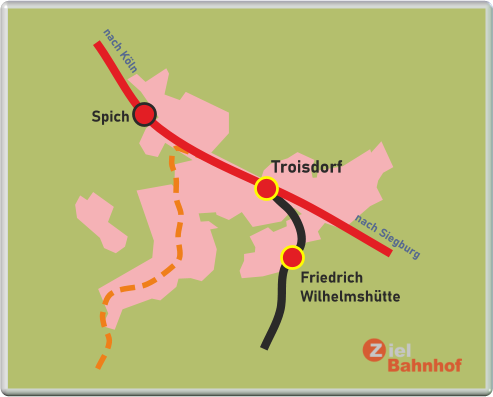 Troisdorf Spich Friedrich Wilhelmshütte nach Köln nach Siegburg