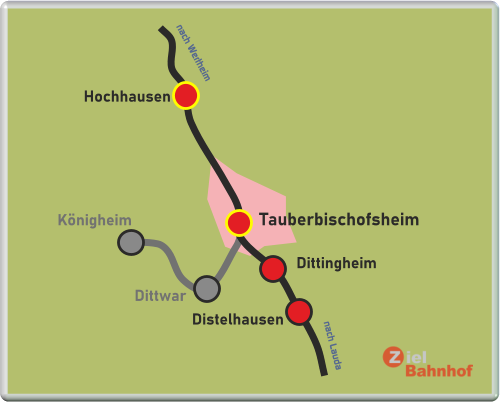 Hochhausen Dittingheim Dittwar Königheim Distelhausen Tauberbischofsheim nach Wertheim nach Lauda
